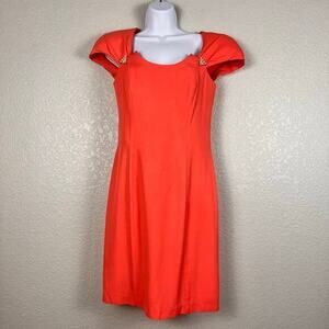 Vtg Y2K Sheath Dress Womens 6 Back Cutout Brooch Embellishment Cocktail Coquette